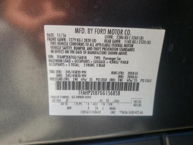 Photo 10 from auction – 2016 FORD TAURUS SEL with VIN 1FAHP2E87GG156858