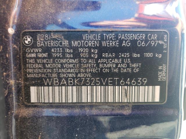 Photo 10 from auction – 1997 BMW 328 IC with VIN WBABK7325VET64639