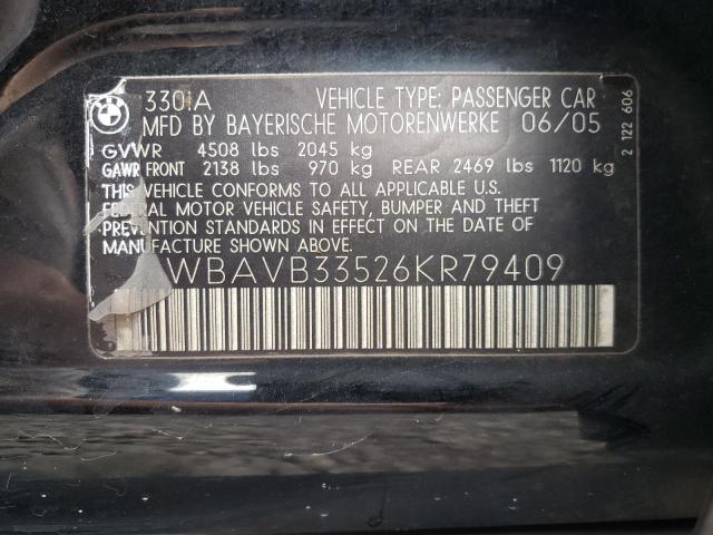Photo 10 from auction – 2006 BMW 330 I with VIN WBAVB33526KR79409