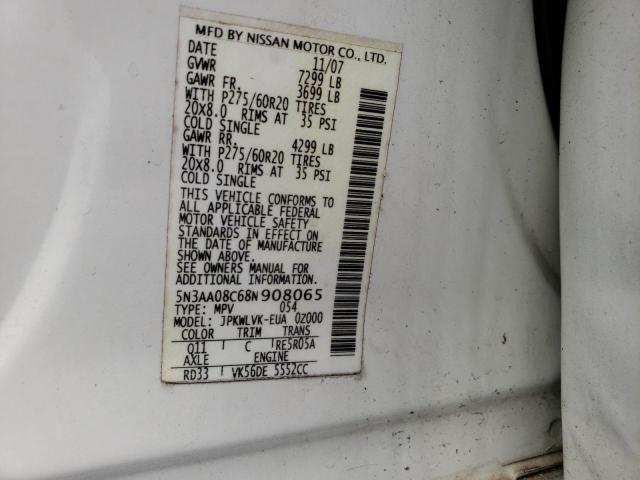 Photo 10 from auction – 2008 INFINITI QX56 with VIN 5N3AA08C68N908065