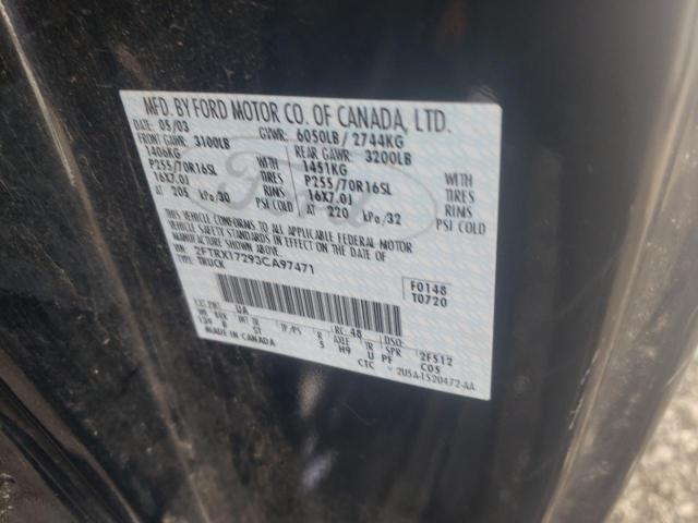Photo 10 from auction – 2003 FORD F150 with VIN 2FTRX17293CA97471