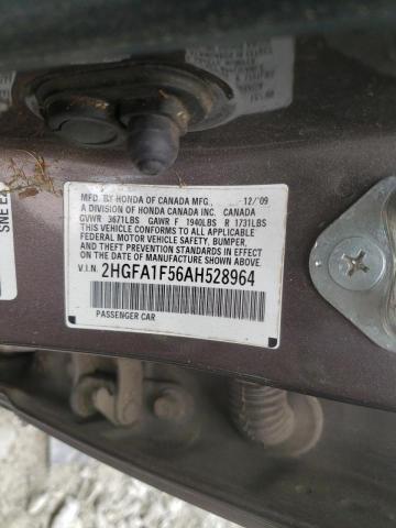 Photo 10 from auction – 2010 HONDA CIVIC LX with VIN 2HGFA1F56AH528964