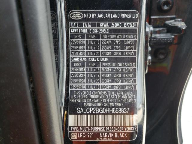 Photo 10 from auction – 2017 LAND ROVER DISCOVERY with VIN SALCP2BG0HH668837