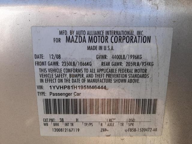 Photo 10 from auction – 2009 MAZDA 6 I with VIN 1YVHP81H195M46444