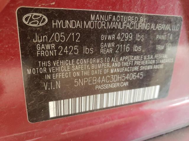 Photo 10 from auction – 2013 HYUNDAI SONATA GLS with VIN 5NPEB4AC3DH540645