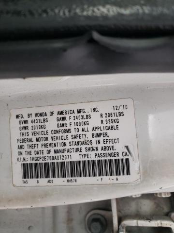 Photo 10 from auction – 2011 HONDA ACCORD EX with VIN 1HGCP2E76BA072071