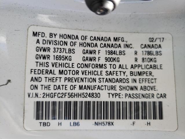 Photo 10 from auction – 2017 HONDA CIVIC LX with VIN 2HGFC2F56HH524830