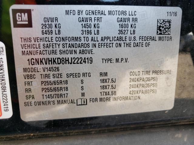 Photo 10 from auction – 2017 CHEVROLET TRAVERSE L with VIN 1GNKVHKD8HJ222419