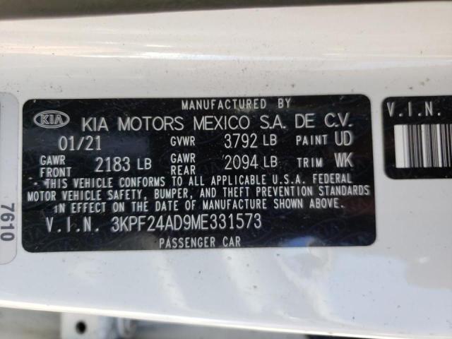 Photo 10 from auction – 2021 KIA FORTE FE with VIN 3KPF24AD9ME331573