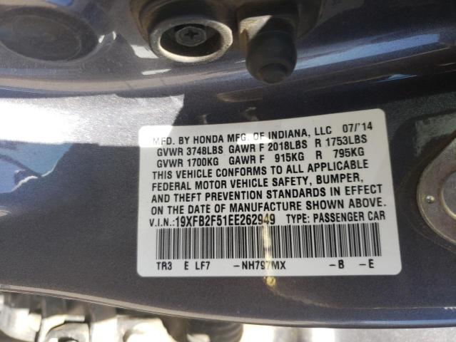 Photo 10 from auction – 2014 HONDA CIVIC LX with VIN 19XFB2F51EE262949
