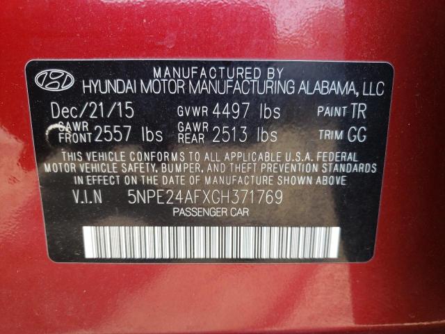 Photo 10 from auction – 2016 HYUNDAI SONATA SE with VIN 5NPE24AFXGH371769