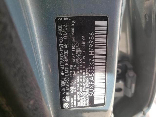 Photo 10 from auction – 2002 BMW X5 3.0I with VIN 5UXFA535X2LH79986