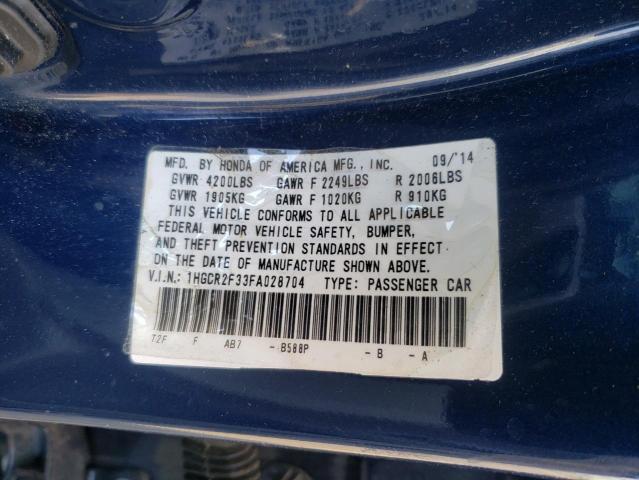 Photo 10 from auction – 2015 HONDA ACCORD LX with VIN 1HGCR2F33FA028704