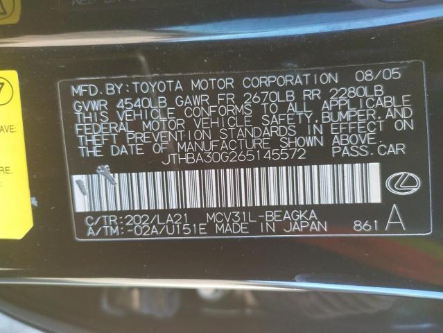 Photo 10 from auction – 2006 LEXUS ES 330 with VIN JTHBA30G265145572