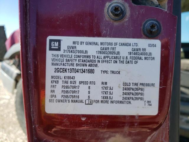Photo 10 from auction – 2004 CHEVROLET SILVERADO with VIN 2GCEK13T041341680