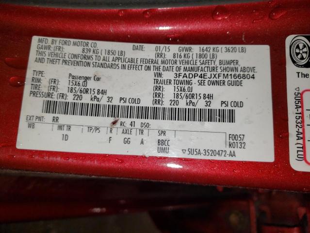 Photo 10 from auction – 2015 FORD FIESTA SE with VIN 3FADP4EJXFM166804