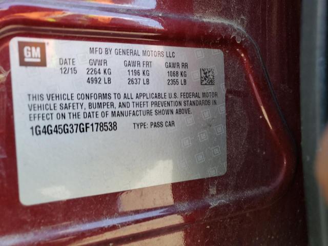 Photo 10 from auction – 2016 BUICK LACROSSE S with VIN 1G4G45G37GF178538