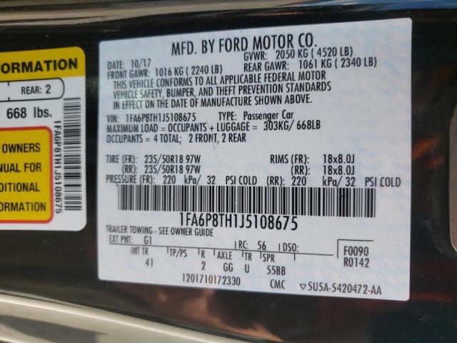 Photo 10 from auction – 2018 FORD MUSTANG with VIN 1FA6P8TH1J5108675