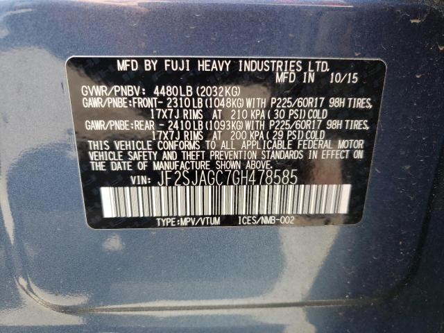 Photo 10 from auction – 2016 SUBARU FORESTER 2 with VIN JF2SJAGC7GH478585