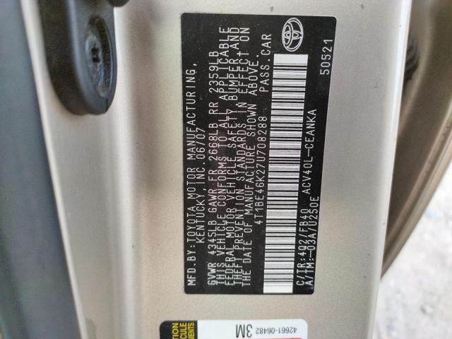 Photo 10 from auction – 2007 TOYOTA CAMRY CE with VIN 4T1BE46K27U708288