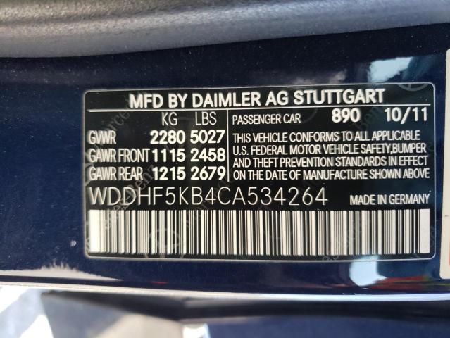 Photo 10 from auction – 2012 MERCEDES-BENZ E 350 with VIN WDDHF5KB4CA534264