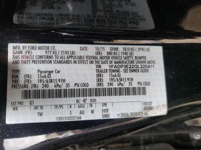 Photo 10 from auction – 2016 FORD FOCUS S with VIN 1FADP3E22GL220411