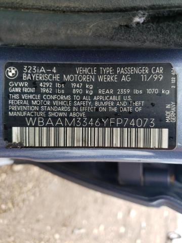 Photo 10 from auction – 2000 BMW 323 I with VIN WBAAM3346YFP74073