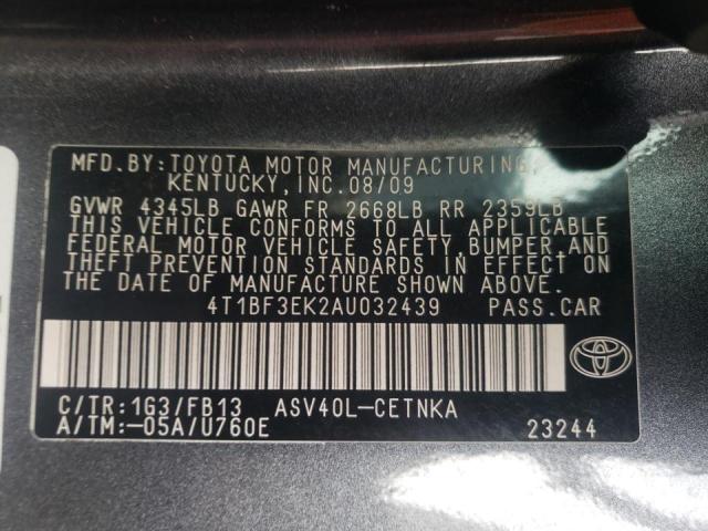 Photo 10 from auction – 2010 TOYOTA CAMRY BASE with VIN 4T1BF3EK2AU032439
