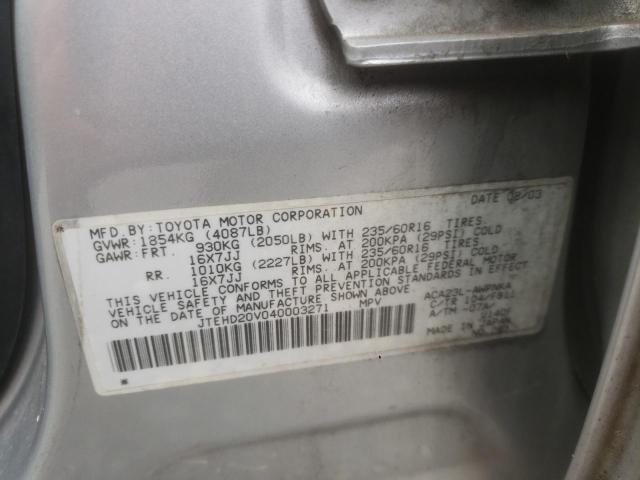 Photo 10 from auction – 2004 TOYOTA RAV4 with VIN JTEHD20V040003271
