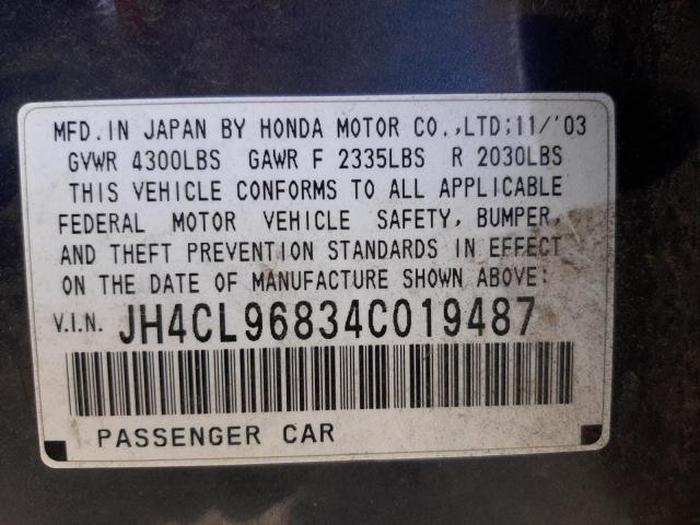 Photo 10 from auction – 2004 ACURA TSX with VIN JH4CL96834C019487