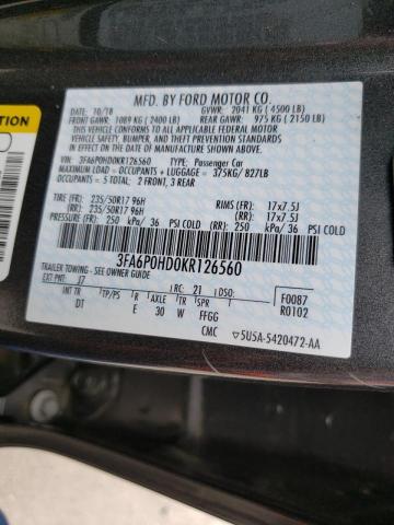 Photo 10 from auction – 2019 FORD FUSION SE with VIN 3FA6P0HD0KR126560