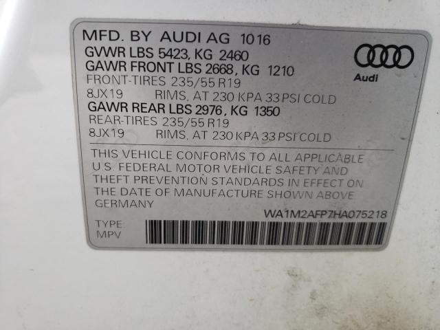 Photo 10 from auction – 2017 AUDI Q5 PREMIUM with VIN WA1M2AFP7HA075218