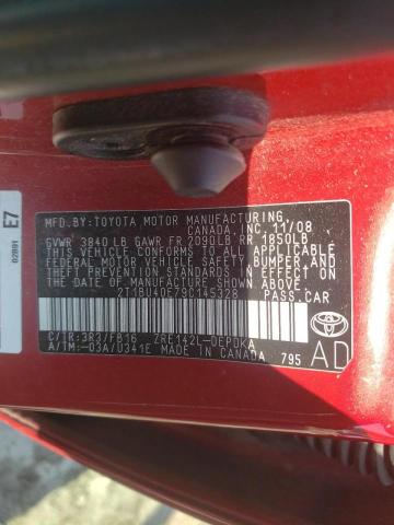 Photo 10 from auction – 2009 TOYOTA COROLLA BA with VIN 2T1BU40E79C145328