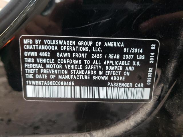Photo 10 from auction – 2014 VOLKSWAGEN PASSAT SE with VIN 1VWBN7A36EC066485