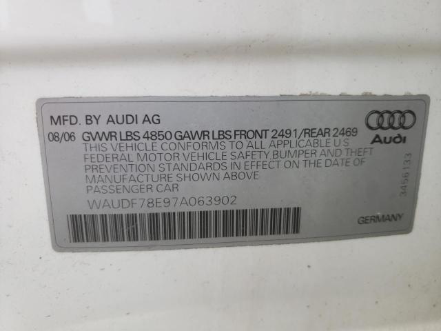 Photo 10 from auction – 2007 AUDI A4 2.0T QU with VIN WAUDF78E97A063902
