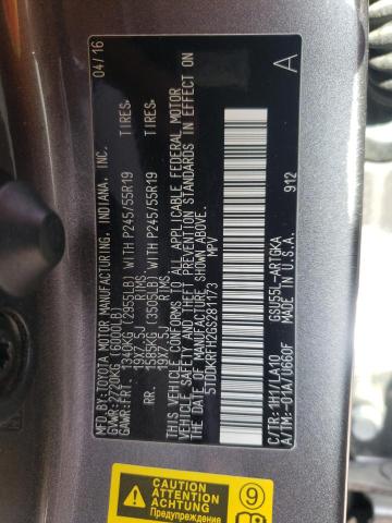 Photo 10 from auction – 2016 TOYOTA HIGHLANDER with VIN 5TDDKRFH2GS281173
