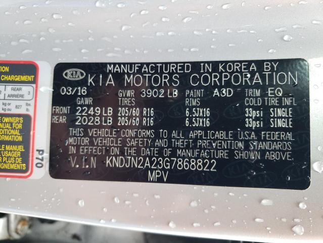 Photo 10 from auction – 2016 KIA SOUL with VIN KNDJN2A23G7868822