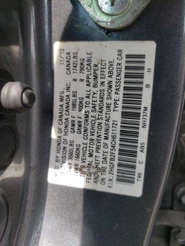 Photo 10 from auction – 2012 HONDA CIVIC LX with VIN 2HGFB2F54CH611721