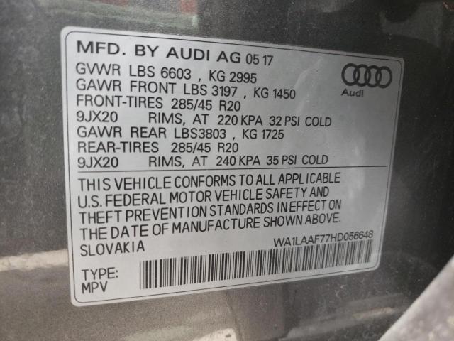 Photo 10 from auction – 2017 AUDI Q7 PREMIUM with VIN WA1LAAF77HD056648