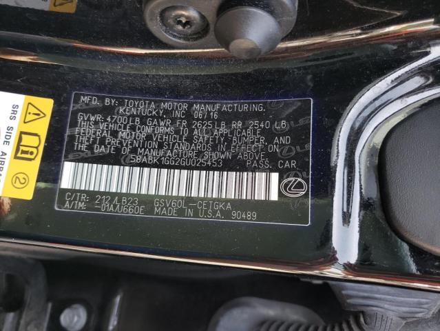 Photo 10 from auction – 2016 LEXUS ES 350 with VIN 58ABK1GG2GU025453