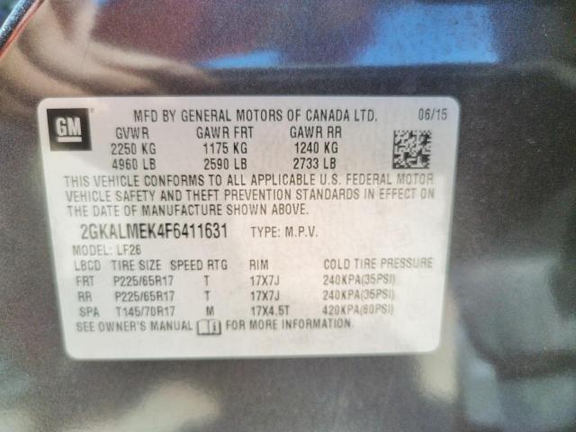 Photo 10 from auction – 2015 GMC TERRAIN SL with VIN 2GKALMEK4F6411631