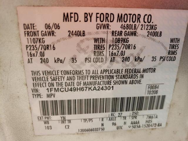 Photo 10 from auction – 2007 FORD ESCAPE HEV with VIN 1FMCU49H67KA24301