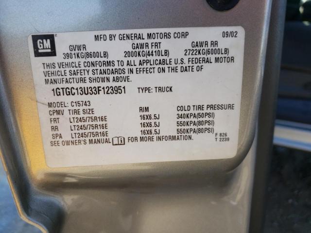 Photo 10 from auction – 2003 GMC SIERRA C15 with VIN 1GTGC13U33F123951