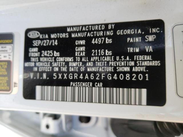 Photo 10 from auction – 2015 KIA OPTIMA SX with VIN 5XXGR4A62FG408201