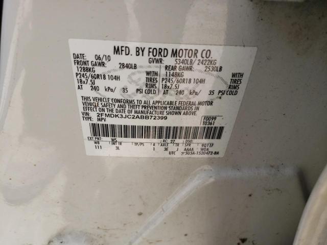 Photo 10 from auction – 2010 FORD EDGE SEL with VIN 2FMDK3JC2ABB72399