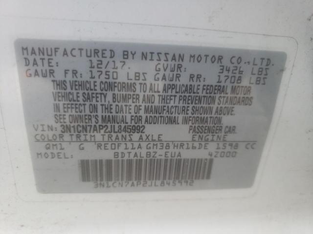 Photo 10 from auction – 2018 NISSAN VERSA S with VIN 3N1CN7AP2JL845992