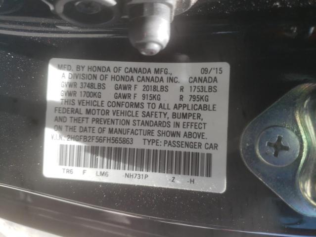 Photo 10 from auction – 2015 HONDA CIVIC LX with VIN 2HGFB2F56FH565863
