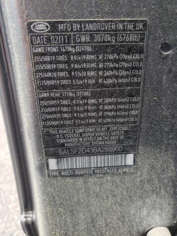 Photo 10 from auction – 2011 LAND ROVER RANGE ROVE with VIN SALSF2D43BA288960