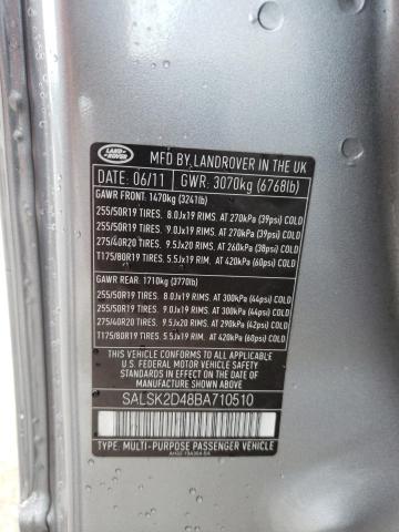 Photo 10 from auction – 2011 LAND ROVER RANGE ROVE with VIN SALSK2D48BA710510
