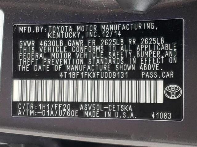 Photo 10 from auction – 2015 TOYOTA CAMRY LE with VIN 4T1BF1FKXFU009131